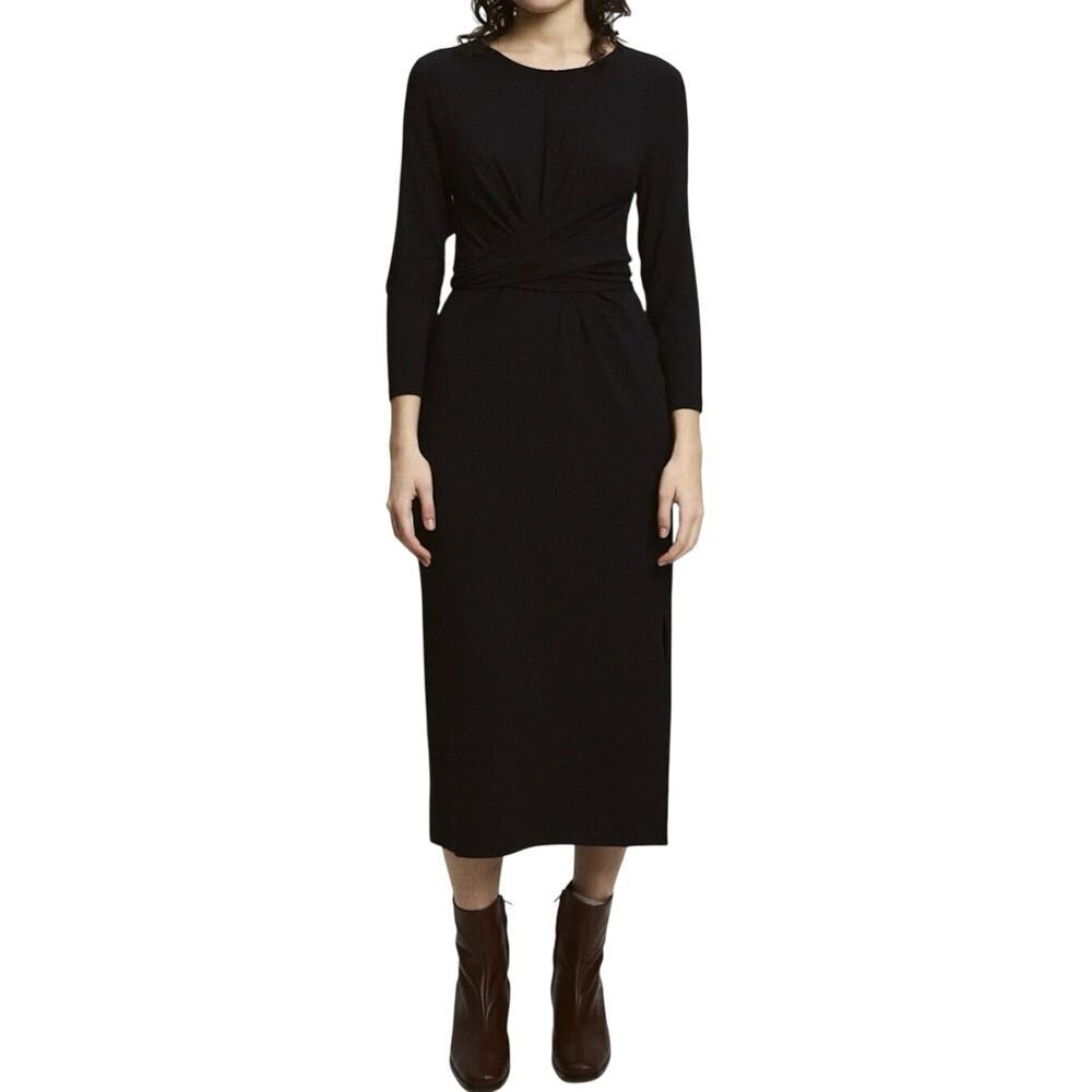 RITA ROW Walsh Black Knit Midi Dress with Belt Witchy Gothic - Sz Medium - NWT